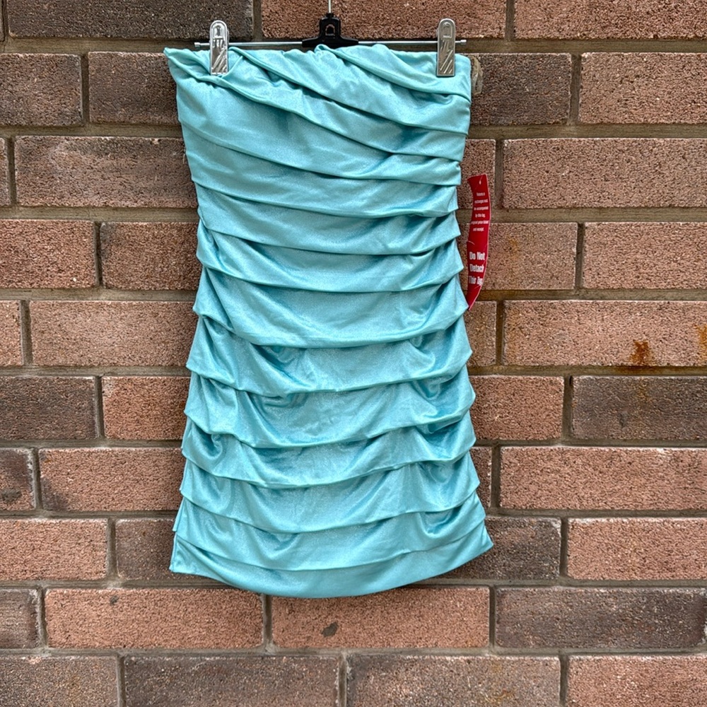 Speechless Elegant Blue Strapless Ruffle Mini Dress Size Small
